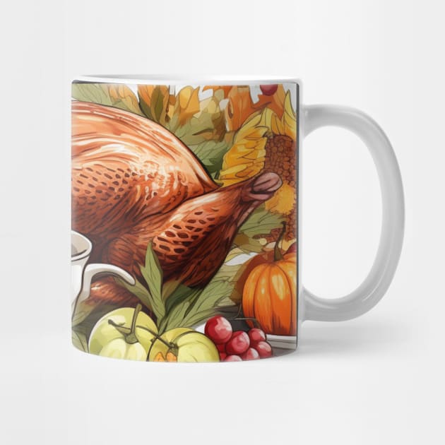 Thanksgiving pattern with turkey, whine and pumpkins by HSH-Designing